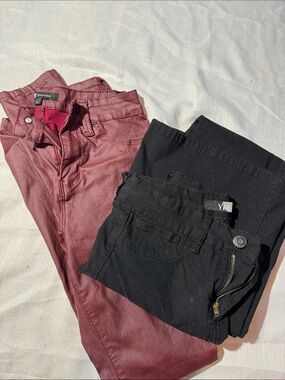 YMI Black Flare Jeans & Maroon Skinny Jeans - Dual Pack